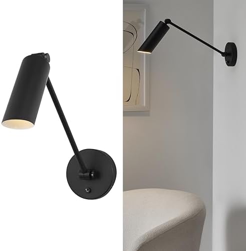 Scott Living 1-Light Frasar Modern Wall Sconce in Midnight Black Finish with Midnight Black Shade DJW1121MBK, Vanity Light for Bathroom Decor, Bathroom Lighting Fixture Over Mirror in Home Improvement