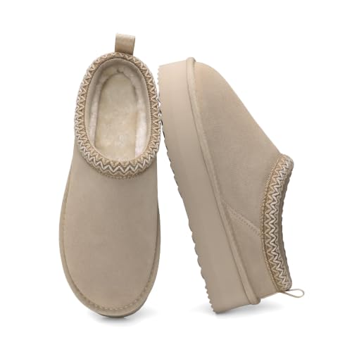 Image of DREAM PAIRS Women's Platform Genuine Suede House Slippers
