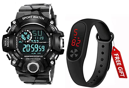 Acnos® Premium Brand - Digital Watch with White Shockproof Multi-Functional Automatic 5 Color Army Strap Waterproof Digital Sports Watch for Men's Kids Watch...