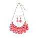 RIAH FASHION Chunky Acrylic Jewel Cluster Floating Bubble Statement Necklace - Teardrop Dangle Layered Bib Collar (Coral Pink)