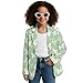 Ocxbuir Butterfly Pattern Long Sleeve Blazer Jacket for Girls Fashion One Button Notched Collar Suit Coat with Pockets Kids Slim Fit Funny Print Suit 10 Years