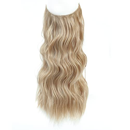 Fine Plus Invisible Wire Hair Extensions With Transparent Wire Adjustable Size 2 Clips Long Wavy Line Secret Hairpiece 16 Inch #TOP6