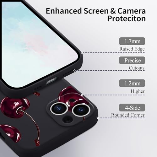 Wihytec Cherry Phone Case Cover for iPhone 13 Cherry Case Cover Liquid Silicone Soft Gel Rubber Matt Phone Cover with Microfiber Lining by Wihytec - Used condition - Image 3