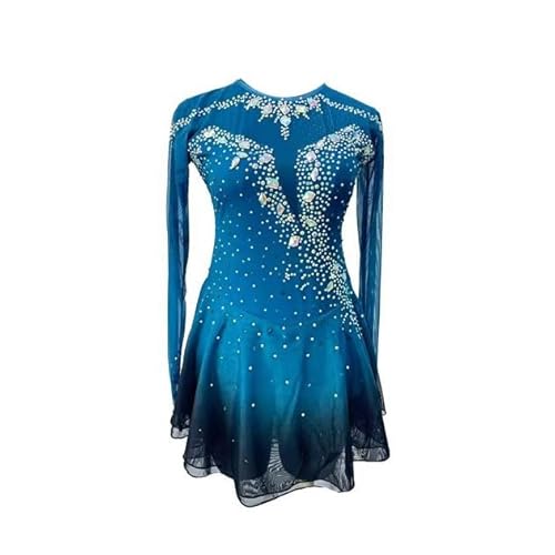 Nnnnydjy Professional Figure Skating Dress Girl Lady Ice Skating Suit Outdoor Sports Skate Skirt Women's Gymnastics Wear,Blue,L