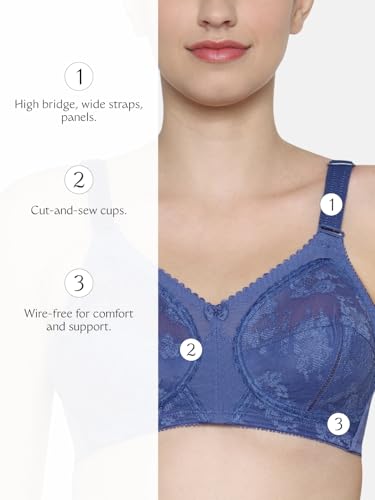 Image of Triumph Doreen Wireless Women Bra Non Wired and Non Padded Full Coverage Lace Support Bra High Center Bridge & Power-Net Side Panels Adjustable Straps Everyday Comfort Bra Pack of 1