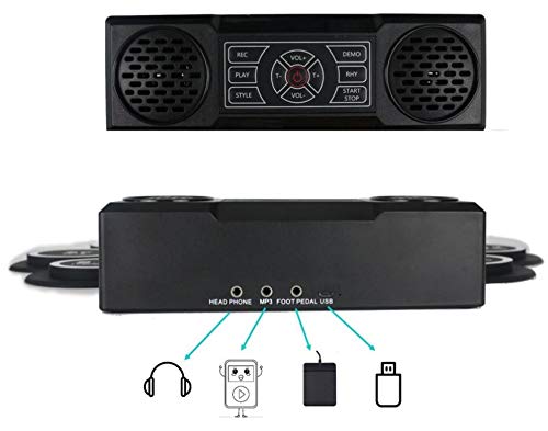 Electronic Drum Set with Headphone Jack, Built-in Speaker and Battery, 9 Pads, Drum Stick and Foot Pedals. Portable drum kit. Best Birthday Gift (9Pads-English)