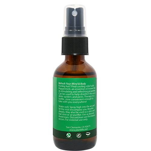 Plantlife Peppermint Mist Face And Body Spray - Straight From The Plant 100% Pure Therapeutic Grade - Take With You Everywhere - Made In California 2 Oz #TOP1