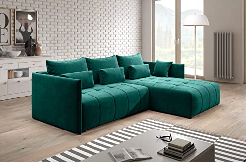 Furnix Ecksofa Yalta mit Schlaffunktion und Bettkasten - Couch L-Form Sofa...