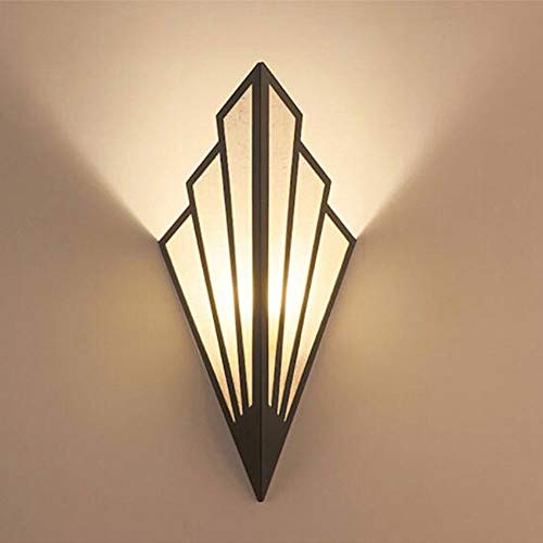 Applique Murale en LED en Forme D'éventail ，Abat-Jour en Fer Forgé D'époque, Applique Murale Art Deco for Salon justement Parfait, Applique Art Deco G9 CUIRUILIAN (Color : Noir, Size : 1pcs)