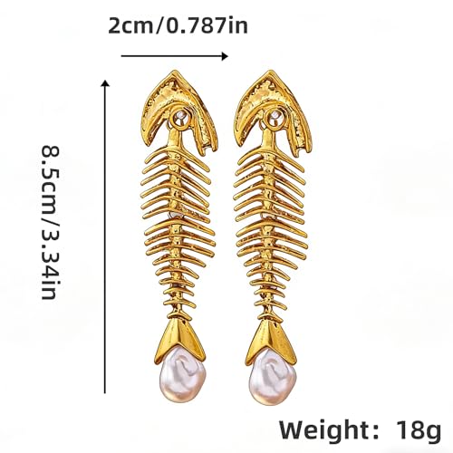 WSTWYC big fish dangle earrings for women,Bohemia style alloy pearlfish earrings for summer beach holiday party jewelry gifts (goldenC) by WSTWYC - Used condition - Image 5