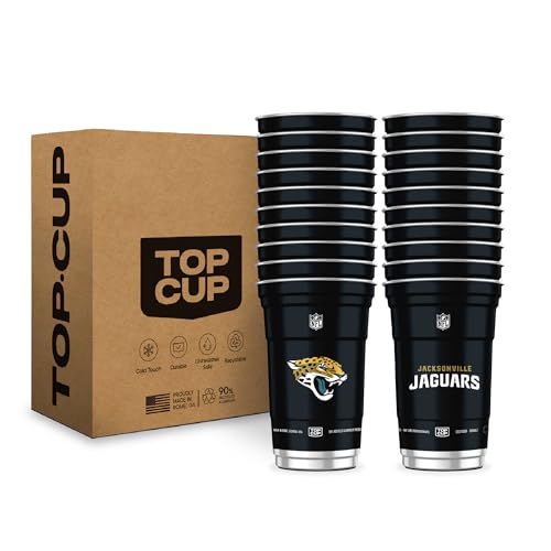 Top Cup NFL Jacksonville Jaguars 20 oz Reusable Aluminum Cups 20 Count | Officially Licensed Durable Reusable & Recyclable Made in USA