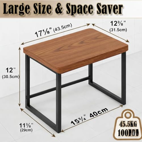 Image of MTANK Kitchen Countertop Organizer Rack for Microwave, Toaster & Jars - Sturdy Wooden & Metal Frame Stand with Storage Shelf | Large Spice Rack Storage Counter Shelf-Black Microwave Stand | (Brown)