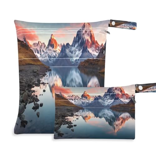 ATTX Colorful Wild Flowers Wet Dry Bags 2-Pack - Reusable Cloth Diaper Storage for Travel, Beach & Gym | Multi-Use Waterproof Bags for Swimsuits, Baby Clothes, Sports Gear#175