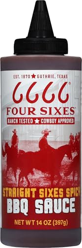 6666 Four Sixes Straight Sixes Spicy BBQ Sauce, 14 Ounce