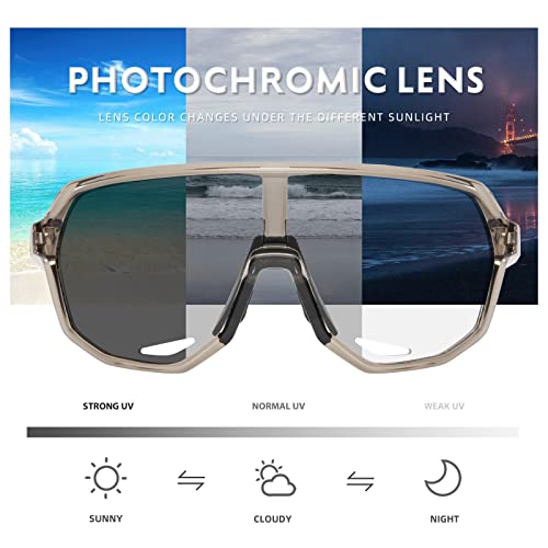 Kapvoe Photochromic Cycling Glasses For Men Women Mountain Bike Sunglasses Clear Sports Goggles Uv Protection #TOP2