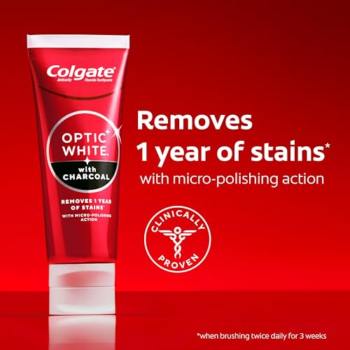 Colgate Optic White Charcoal Whitening Toothpaste, 3 Pack, 3.8 oz - image 2