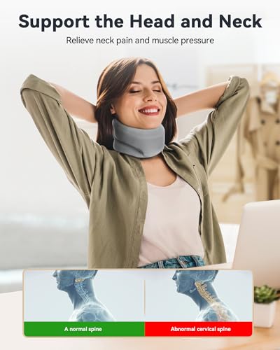 BETOVIN Neck Brace Cervical Collar - Neck Support Brace for Sleeping, Soft Foam Wraps Keep Vertebrae Stable and Aligned for Relief of Cervical Spine Pressure for Women & Men, (12.6-15.8 Inch) Grey