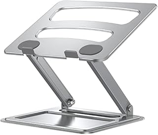 LORYERGO Adjustable Laptop Stand for 10-17 inch Laptops, Ergonomic Laptop Riser, Multi-Height Adjustable with Heat-Vent, Max Weight 8kg, Laptop Stand for Desk, Home, Office, LELR02-E, Silver