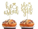 He Asked She Said Yes Cupcake Toppers-engagement Cupcake Toppers, Engagement Party Decor, Bachelor P