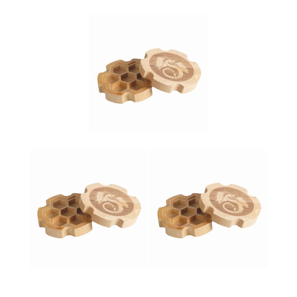 Würfelbox aus Holz, 3er-Set, 7 Stück, für Kinder und Erwachsene, Geschenk-Würfelbox mit Deckel, Buchenfarbe