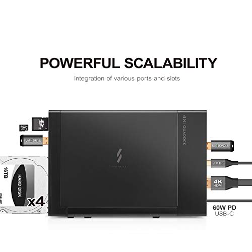 Mediasonic Raid USB C 3.1 4 Bay 3.5” SATA Hard Drive Enclosure with USB Hub 60W Power Delivery 3.0 4K HDMI Monitor Extender SDXC Reader Features – USB Type C USB 3.1 Gen 2 10Gbps (HFR7-SU31CD)