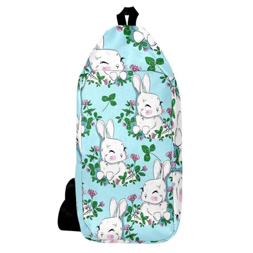 Sac à dos à bandoulière léger et compact 16x36.5cm motif trèfle