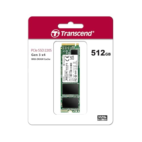 Transcend SSD interno MTS220S NVMe PCIe Gen3 x4 M.2 2280 da 512 GB, memoria 3D TLC NAND con cache DRAM - TS512GMTE220S - Immagine 1