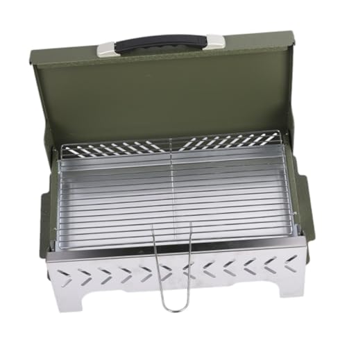 Gralara Parrilla de Carbón Portátil con Soporte para Camping Y Uso Exterior, Verde