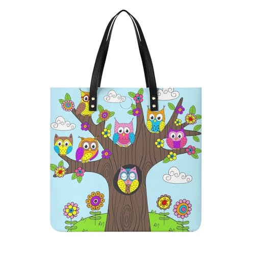 Sac imprimé hibou pour femme : grand cabas en toile original 39x39cm