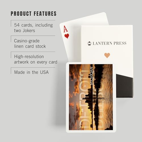 Lantern Press Detroit Michigan Baraja Poker 52 Cartas miniatura 3