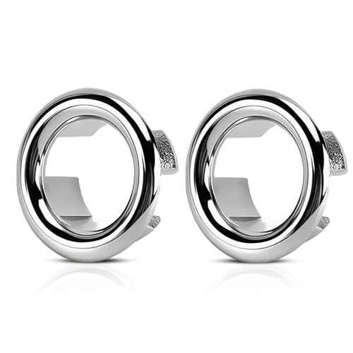 Sink Overflow Ring, 2 PCS Overflow Sink Hole Cover Kitchen Sink Overflow Cover Bathroom Bath Overflow Cover Sink Hole Round Overflow Cover Basin Trim Overflow Drain Cap Cover Insert in Hole Spares