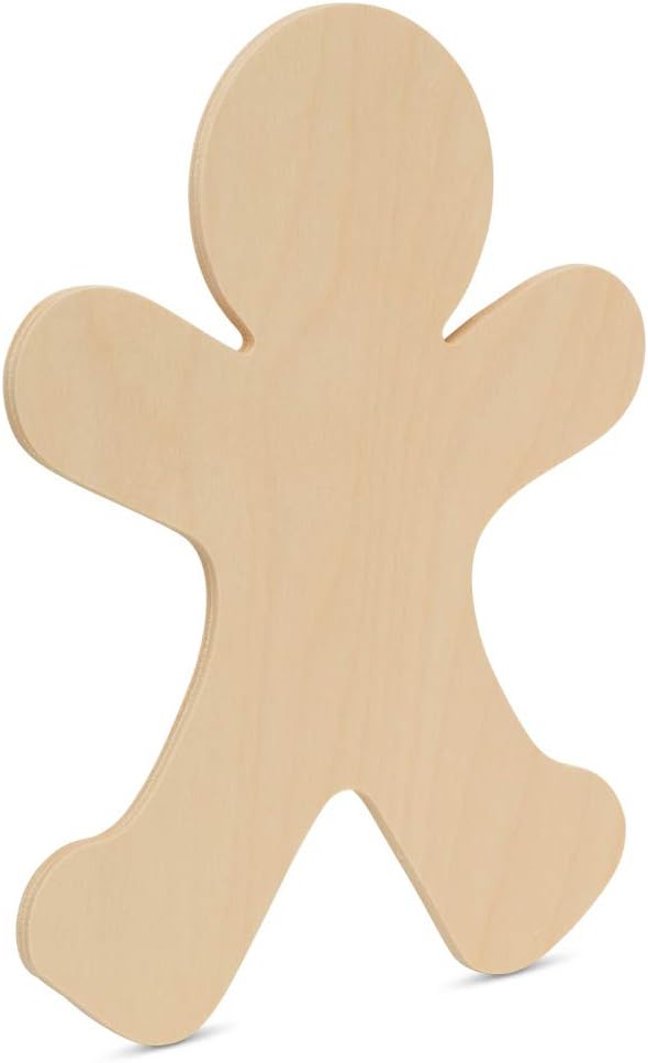 Gingerbread Man Wood Cutout 18 inch, Pack of 3 Unfinished Holiday Cut Outs for Gingerbread Christmas Decor and Crafts, by Woodpeckers