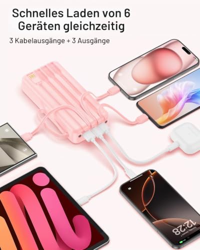 Powerbank 27000mAh mit 4 integrierten Kabel, 30W USB C Schnellladefunktion – Ansicht 5