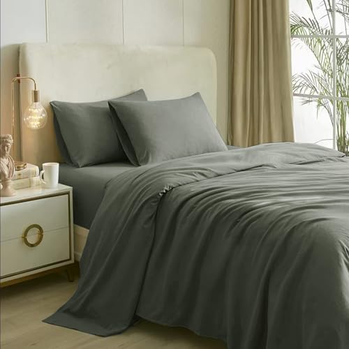 Image of Naksh Bedsheet for Double Bed King Size Plain 210 TC with 2 Pillow Covers | 100% Pure Cotton | 210 Thread Count | Soft, Breathable Fabric Built for Daily Use | Bed Sheet Double Bed | Grey |