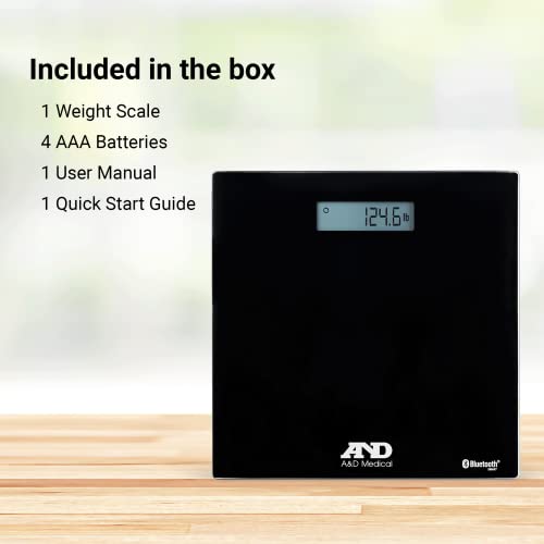 A&D Medical Wireless Connected Weight Scale, Black (UC-352BLE)