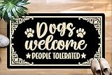 Oujilidemat Dogs Welcome People Tolerated Door Mat - Funny Dog Doormat for Front Door, Indoor Outdoor Non-Slip Welcome Mat, Dog Themed Porch Rug, Thanksgiving Day Decorations, 30x17 Inches