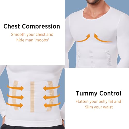 MISS MOLY Gynecomastia Compression Shirts for Men Long Sleeve Slimming Body Shaper Tummy Control Shapewear Undershirt4