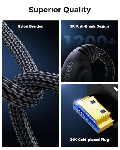 Image of Cratree Short HDMI Cable 1.5FT /0.5M - 8K High Speed HDMI Cable,48Gbps,8K 60hz,4K 120hz,Braided,eARC - Compatible for HDTV,PS5,PS4,Blu-ray