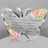 Jetec Mom Gifts from Daughter Son Mother Sign Birthday Gifts Acrylic Butterfly Shape Block Birthday Plaque 5.91'' Glass Sign Presents Grateful Mother Day Christmas Gift(Lively)