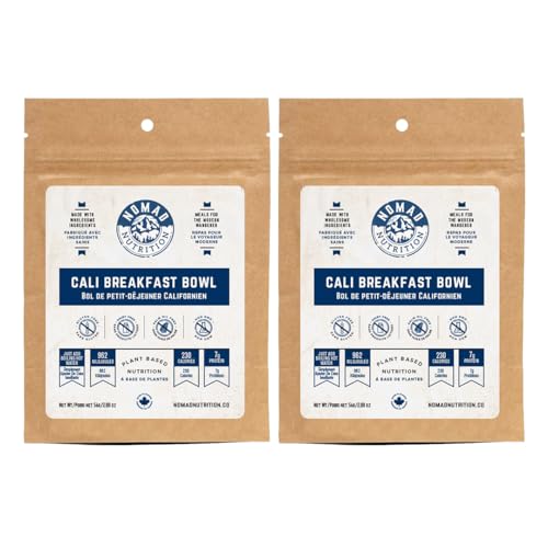 Image of Nomad Nutrition Cali Breakfast Bowl | Instant Freeze Dried Backpacking & Camping Food | Plant-Based, Non-GMO Hiking Meals with High-Energy, Vegan, Gluten-Free | 56g - 2 Pack