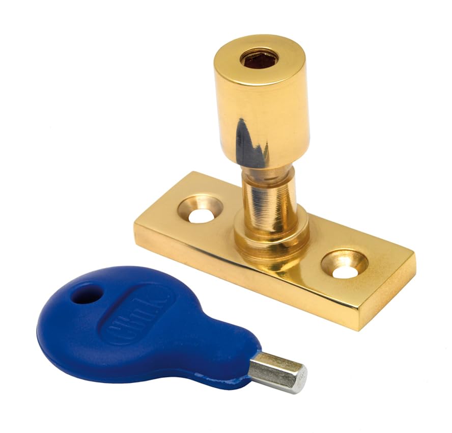 Kooples Hardware Locking Casement Stay Pin – Secure Window Stay Fixing with Locking Feature – Durable Pin for Timber Frames (Polished Brass)