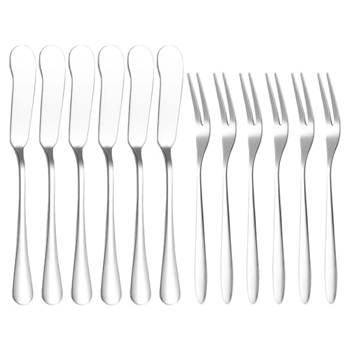 OAOSDH 6 Piezas Cuchillo De Mantequilla Y Tenedores De 6 Piezas, Vajilla De Acero Inoxidable, Vajilla Duradera, Utensilios De Cocina, Vajilla Simple.