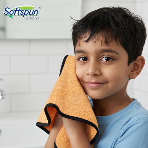 Image of SOFTSPUN Microfiber Baby Hand & Face Wipes 280 GSM 20x30 Cms 4 Piece Towel Set Beige Colour! Super Soft & Comfortable for Newborn Baby and Kids Quick Drying Ultra Absorbent in Small Size.