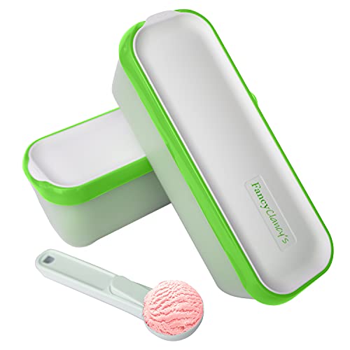 FancyClancy 2-Pack Insulated Ice Cream Containers with Long Scoop Design
