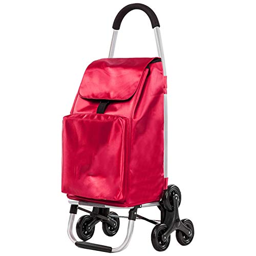 Panier D'achat, Chariot D'escalade Pliable - Capacité De 60 L, Cadre En Alliage D'aluminium, Tissu Oxford Imperméable, Ensemble Isolant D'épaississement Avant, Adapté Au Voyage, Shopping,Red Cover