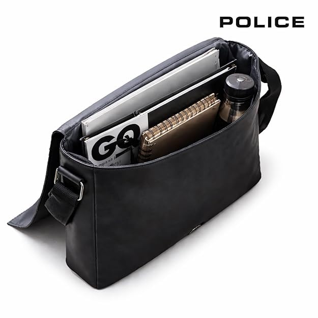 Police Store Police Infinity Series Leather Messenger Bag - Image 8