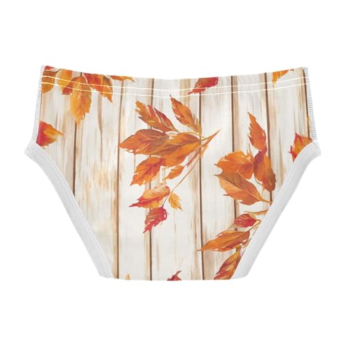 KLL Autumn Leaf on Old White Wooden Toddler Boys' Comfort Athletic Underwear Cute Children Panties2