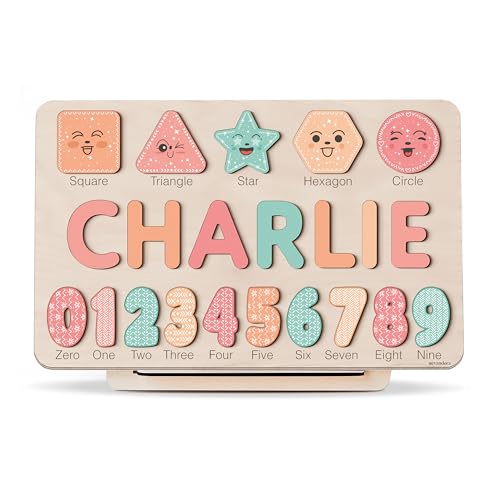 Custom Busy Board with Numbers and Shapes, Personalized Wooden Name Puzzle for Kids, Baby Girl and Boy Gifts, Custom Handmade Puzzles for Toddlers, Toddler Toys, Baby Birthday Gift, Christmas Gift