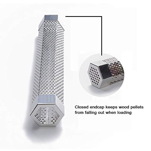 12\" Stainless Steel Smoker Tube Smoker Box Hot or Cold Smoking Use Wood Pellets or Wood Chips for up to 5 hours of smoke flavor infusion - Thumbnail 3