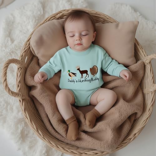 Newborn Baby Boy Hunting Outfit Daddy's Hunting Buddy Onesie Mallard Duck Sweatshirt Romper Long Sleeve Fall Bodysuit2